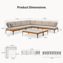PURPLE LEAF Sicilia L-Shaped Modular Outdoor Sectional with Oatmeal Greige Cushions Flexible Layout for Garden Poolside