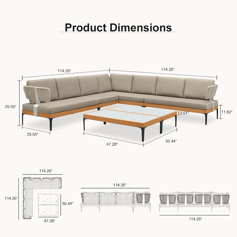 Light Grey Modular Outdoor Sectional | Cushioned & Flexible