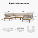 PURPLE LEAF Sicilia U-Shaped Modular Outdoor Sectional with Oatmeal Greige Cushions Flexible Layout for Porch Backyard