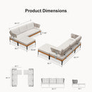 PURPLE LEAF Sicilia U-Shaped Modular Outdoor Sectional with Sunbrella White Cushions Flexible Layout for Commercial Lounge Areas