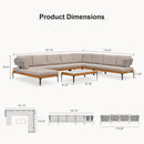 PURPLE LEAF Sicilia U-Shaped Modular Outdoor Sectional with Oatmeal Greige Cushions Flexible Layout for Porch Backyard