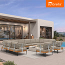 PURPLE LEAF Sicilia Classical Modular Outdoor Sectional with Sunbrella Taupe Cushions Flexible Layout for Hotel-Inspired Outdoor Lounge