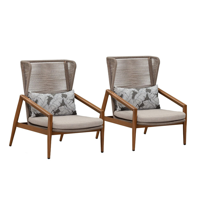 PURPLE LEAF Melben Patio Conversation Set Light Grey Outdoor Aluminum Modern Wicker Sofa Chairs Sets for Balcony Yard Porch