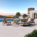 PURPLE LEAF Melben Patio Conversation Set Light Grey Outdoor Aluminum Modern Wicker Sofa Chairs Sets for Balcony Yard Porch