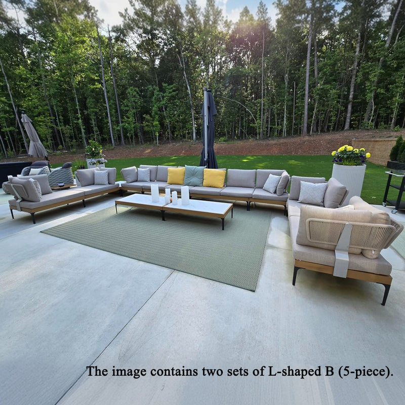 PURPLE LEAF Melben Patio Conversation Set Light Grey Outdoor Aluminum Modern Wicker Sofa Chairs Sets for Balcony Yard Porch