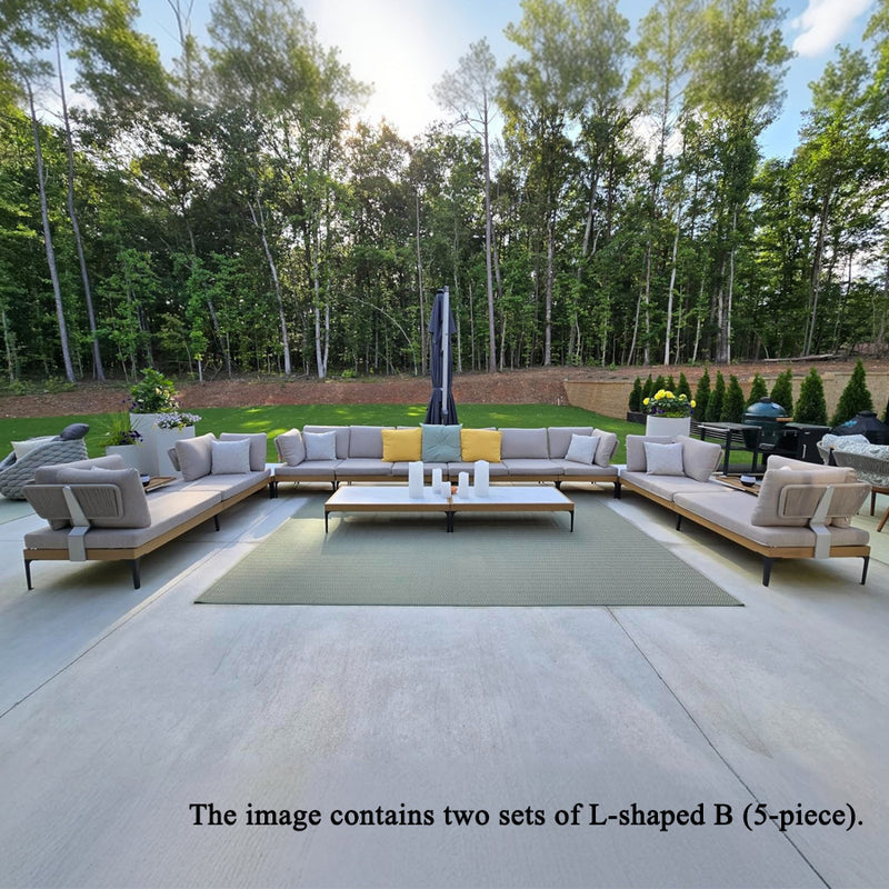 PURPLE LEAF Melben Patio Conversation Set Light Grey Outdoor Aluminum Modern Wicker Sofa Chairs Sets for Balcony Yard Porch