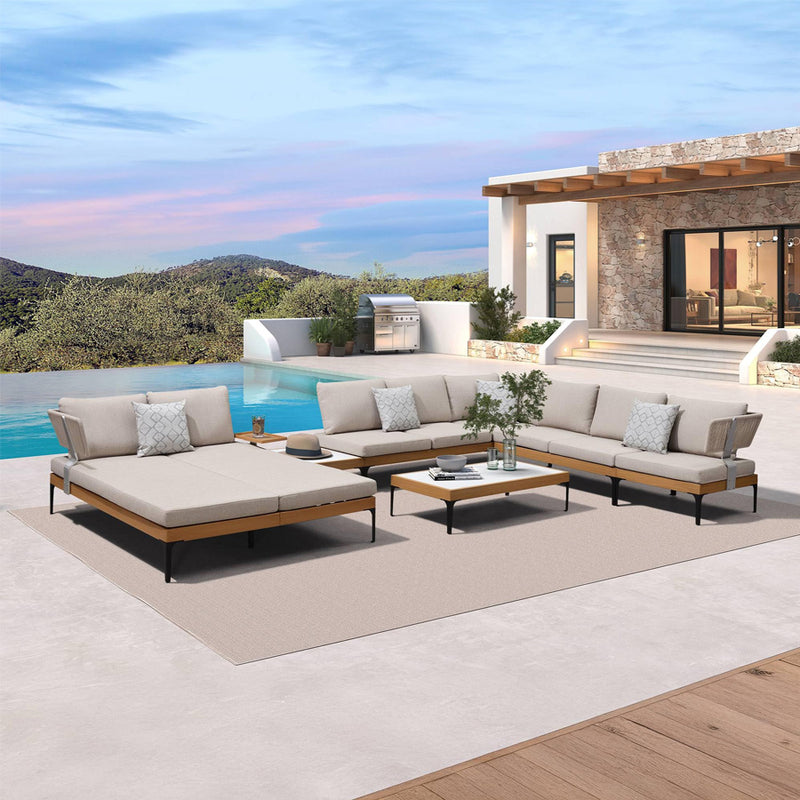 PURPLE LEAF Melben Patio Conversation Set Light Grey Outdoor Aluminum Modern Wicker Sofa Chairs Sets for Balcony Yard Porch