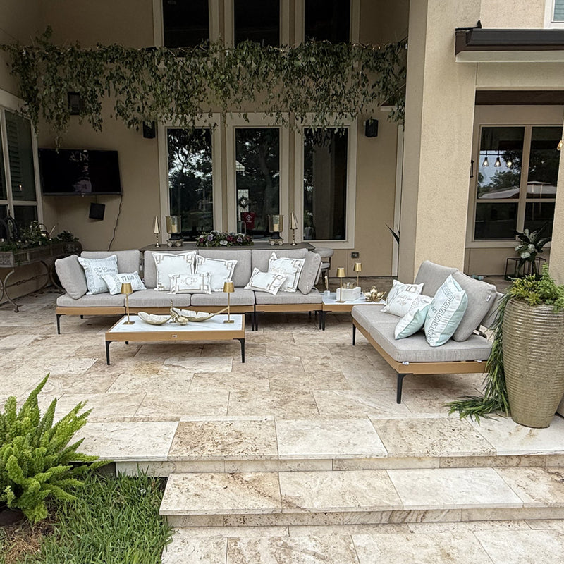 PURPLE LEAF Melben Patio Conversation Set Light Grey Outdoor Aluminum Modern Wicker Sofa Chairs Sets for Balcony Yard Porch