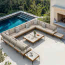 PURPLE LEAF Melben Patio Conversation Set Light Grey Outdoor Aluminum Modern Wicker Sofa Chairs Sets for Balcony Yard Porch