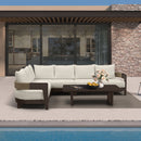 PURPLE LEAF Tuscany L-Shaped Patio Conversation Set with Removable Cushions and Pillows Bronze Aluminum Frame Outdoor Couch Sets for Porch Yard Garden