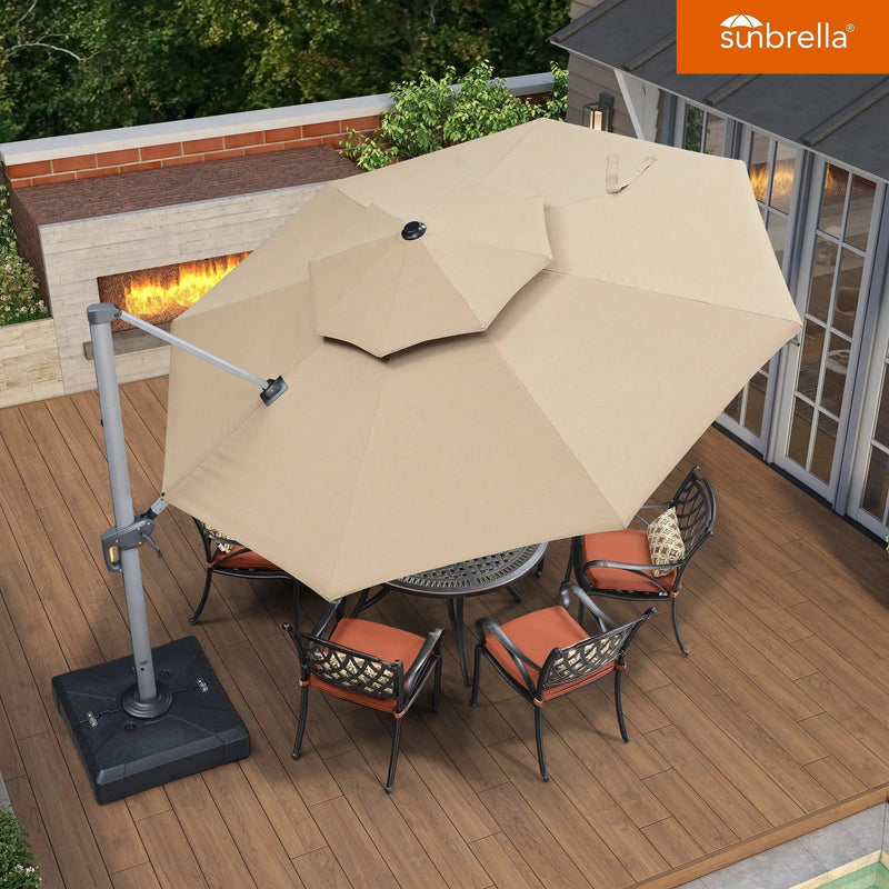 PURPLE LEAF Double Top 11 ft Round  Outdoor Patio Umbrella with High Quality Sunbrella Fabric