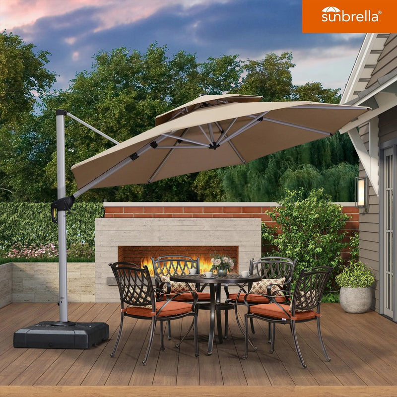 PURPLE LEAF Double Top 11 ft Round  Outdoor Patio Umbrella with High Quality Sunbrella Fabric