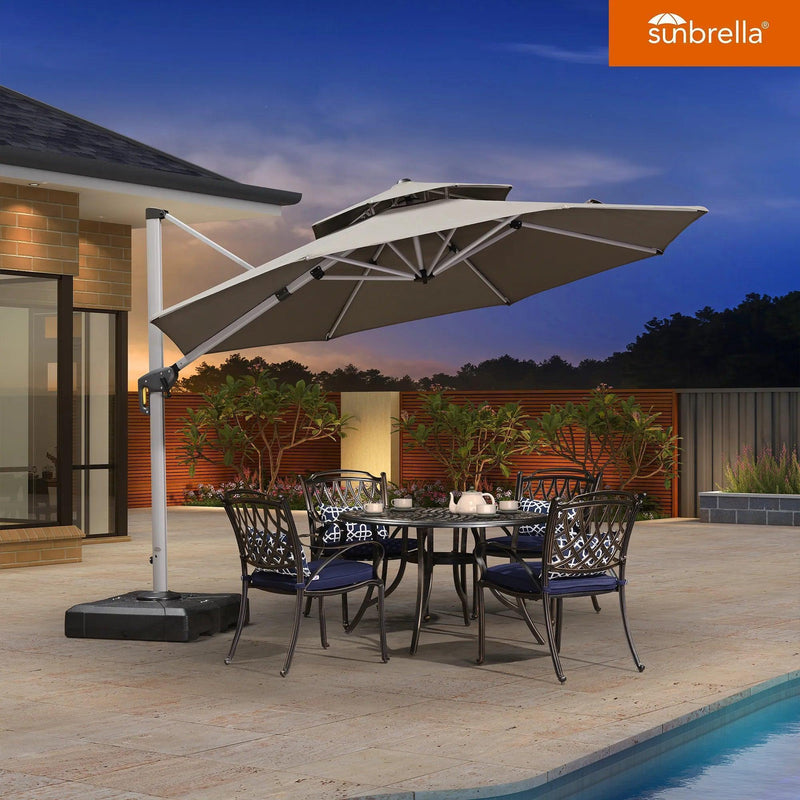 PURPLE LEAF Double Top 11 ft Round  Outdoor Patio Umbrella with High Quality Sunbrella Fabric