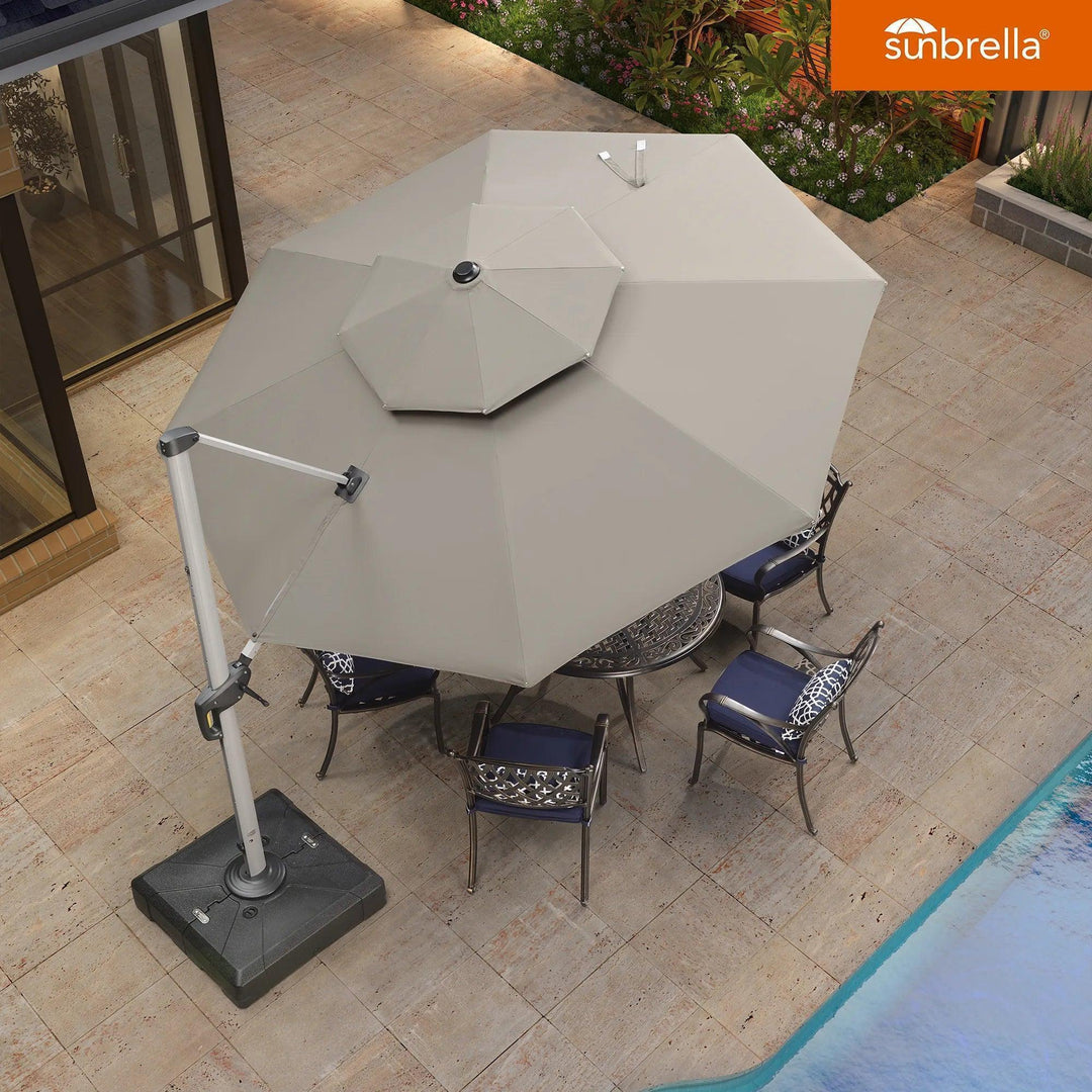 11ft Round Sunbrella Cantilever Umbrella | Wood Look