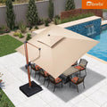 PURPLE LEAF SUNBRELLA Cantilever Umbrella Deluxe Wood Pattern Patio Umbrella