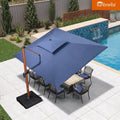PURPLE LEAF SUNBRELLA Cantilever Umbrella Deluxe Wood Pattern Patio Umbrella