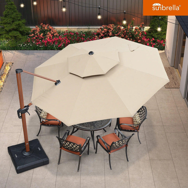 PURPLE LEAF Double Top 11 ft Round  Outdoor Patio Umbrella with High Quality Sunbrella Fabric