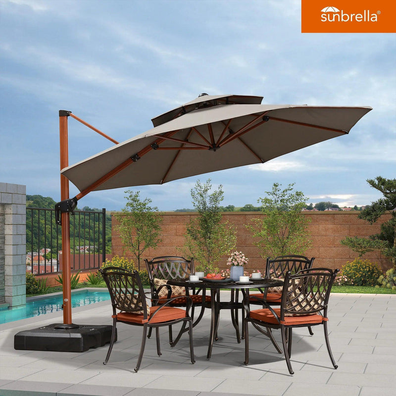 PURPLE LEAF Double Top 11 ft Round  Outdoor Patio Umbrella with High Quality Sunbrella Fabric