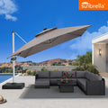 PURPLE LEAF Premium SUNBRELLA Patio Cantilever Umbrella with Solar LED Lights