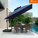 PURPLE LEAF SUNBRELLA Fabric Double Top Square Cantilever Umbrella with Wood Pattern