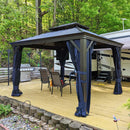 PURPLE LEAF Outdoor Hardtop Gazebo For Garden Bronze Double Roof Aluminum Frame Pavilion - Purple Leaf Garden
