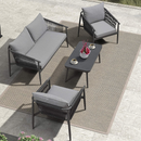 【Clearance】PURPLE LEAF Patio Conversation Set 4 Pieces Aluminum Frame Rope Outdoor Furniture with Table