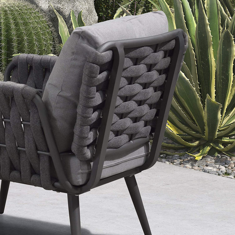 【Clearance】PURPLE LEAF Patio Conversation Set 4 Pieces Aluminum Frame Rope Outdoor Furniture with Table