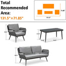 【Clearance】PURPLE LEAF Patio Conversation Set 4 Pieces Aluminum Frame Rope Outdoor Furniture with Table