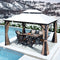 PURPLE LEAF GARDEN Outdoor Hardtop Gazebo For Garden Bronze Double Roof Aluminum Frame Pavilion