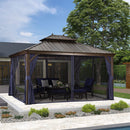 PURPLE LEAF GARDEN Outdoor Hardtop Gazebo For Garden Bronze Double Roof Aluminum Frame Pavilion