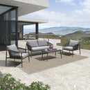 【Clearance】PURPLE LEAF Patio Conversation Set 4 Pieces Aluminum Frame Rope Outdoor Furniture with Table