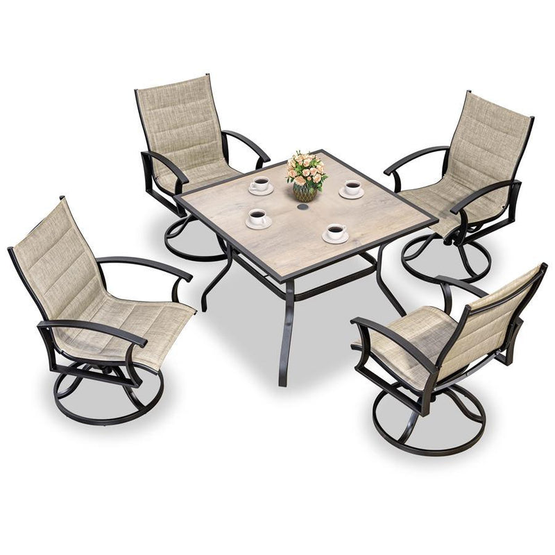 【Clearance】PURPLE LEAF Outdoor Patio Dining Set with Square Metal Table or Expandable Metal Table and Chairs for Outside Porch Deck Balcony Backyard - Purple Leaf Garden