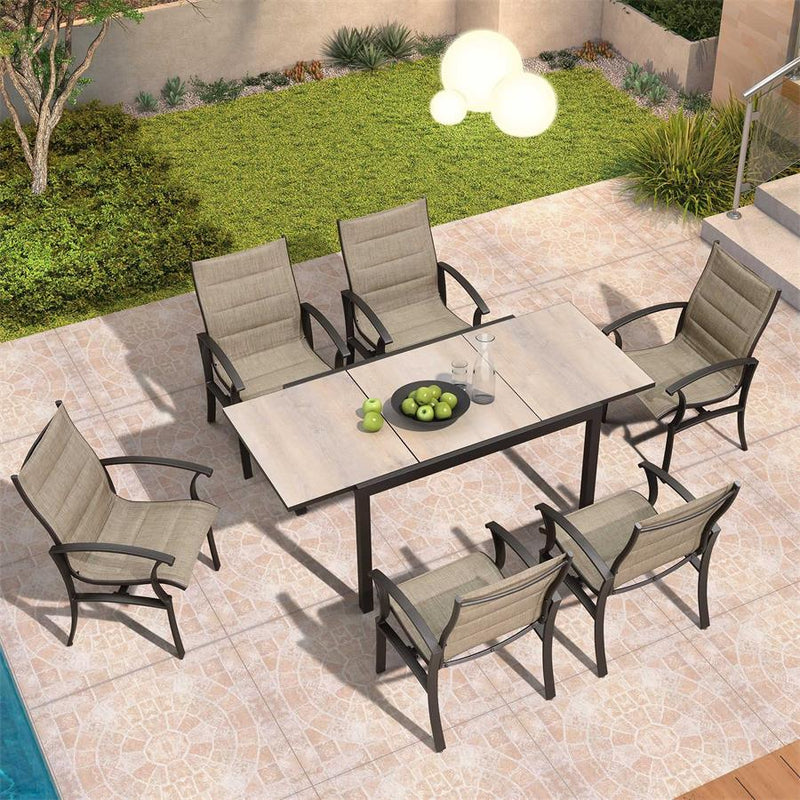 【Clearance】PURPLE LEAF Outdoor Patio Dining Set with Square Metal Table or Expandable Metal Table and Chairs for Outside Porch Deck Balcony Backyard - Purple Leaf Garden