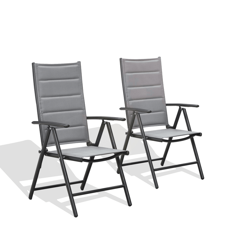 OPEN BOX I PURPLE LEAF Outdoor Patio Sling Chairs Folding Chairs Set of 2, Outdoor Reclining Camping Chairs with Soft Cotton-Padded Seat Adjustable High Backrest Portable Chairs (Open Box)