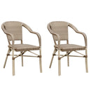PURPLE LEAF Bistro Chair (Set of 2) French Hand-Woven Wicker Chairs for Outdoor Patio Porch Garden Indoor Dining Chairs