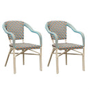 PURPLE LEAF Bistro Chair (Set of 2) French Hand-Woven Wicker Chairs for Outdoor Patio Porch Garden Indoor Dining Chairs