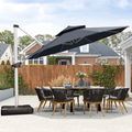 PURPLE LEAF Double Top 360 Degree Rotation 10 / 11 / 12 / 13 ft Round Outdoor Classic Umbrella - Purple Leaf Garden
