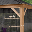 OPEN BOX I PURPLE LEAF Hardtop Gazebo For Patio Wood Grain Galvanized Steel Frame Awning With Netting - Purple Leaf Garden
