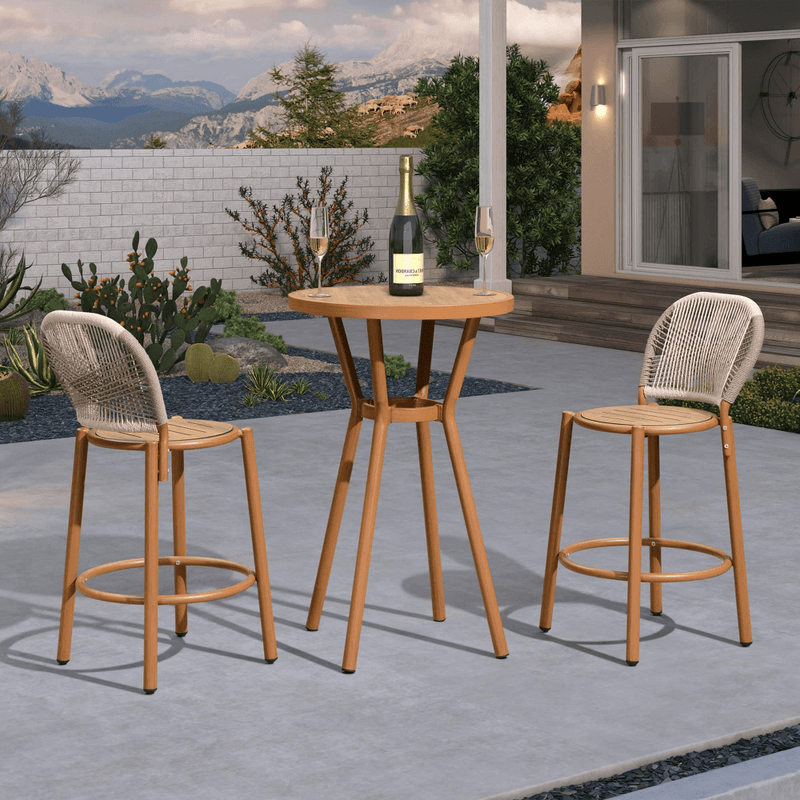 OPEN BOX I PURPLE LEAF Outdoor Bar Stools SetPatio Bar Chairs Counter Height Chairs Rattan Metal Seat for Back Proch Deck Accent Balcony - Purple Leaf Garden