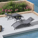 OPEN BOX I PURPLE LEAF Patio Chaise Lounge Set Outdoor Beach Pool Sunbathing Lawn Lounger Recliner Chair Outside Chairs with Side Table Included - Purple Leaf Garden