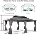 OPEN BOX I PURPLE LEAF Patio Gazebo For Backyard Grey Hardtop Galvanized Steel Roof Awning With Upgrade Curtain - Purple Leaf Garden