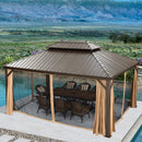 OPEN BOX | PURPLE LEAF Outdoor Hardtop Gazebo For Garden Bronze Double Roof Aluminum Frame Pavilion - Purple Leaf Garden
