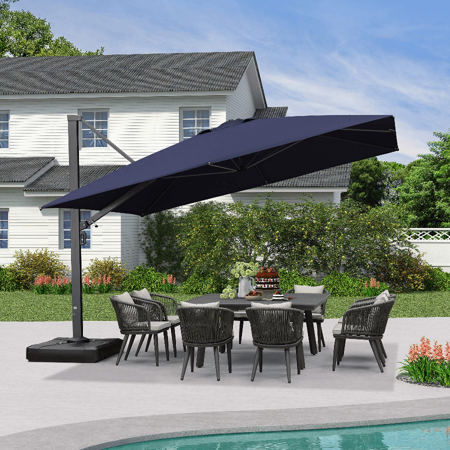 extra large offset patio umbrella 10x10ft Sturdy Patio Umbrella & Strong Frame, Navy Blue