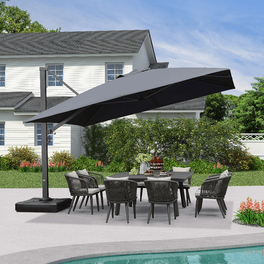 10 ft square offset patio umbrella 10x10ft Sturdy Patio Umbrella & Strong Frame, Navy Blue