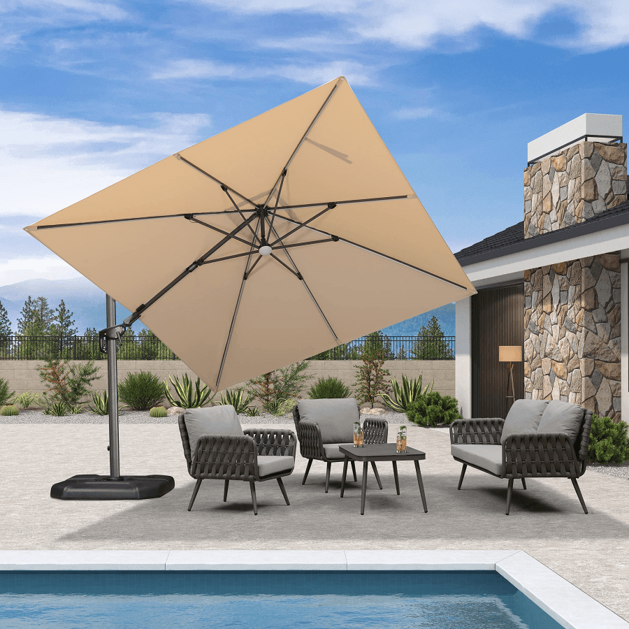 cantilever solar led patio umbrella for sectional sofa