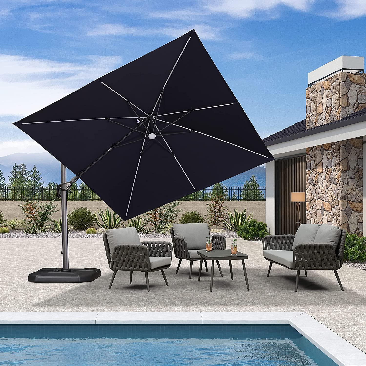 Cantilever Umbrella with Solar LED Lights