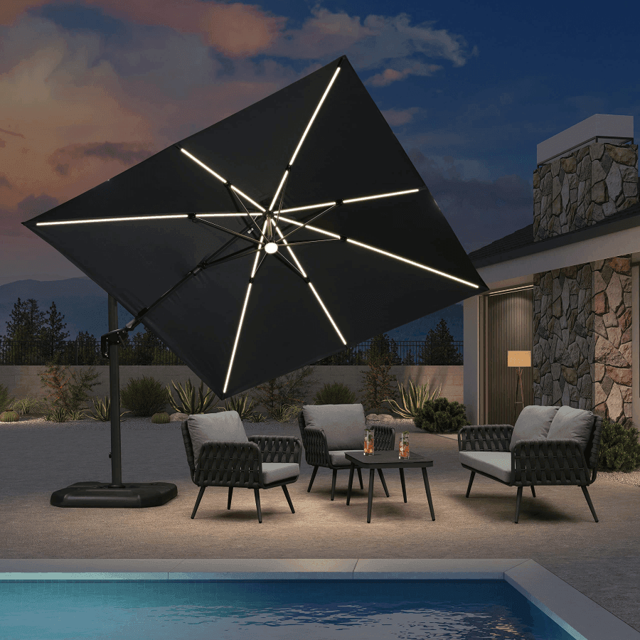 Cantilever Umbrella with Solar LED Lights