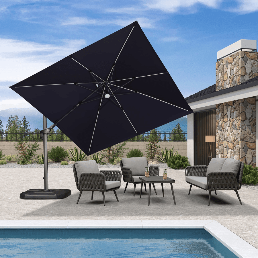 Cantilever Umbrella with Solar LED Lights