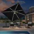 PURPLE LEAF LED Economical 10ft Patio Umbrellas Outdoor Umbrella with Lights - Purple Leaf Garden