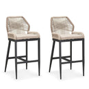 PURPLE LEAF 2 Set Outdoor Bar Stool Chair Set, Modern Counter Height Stool, Cushion Included - Purple Leaf Garden